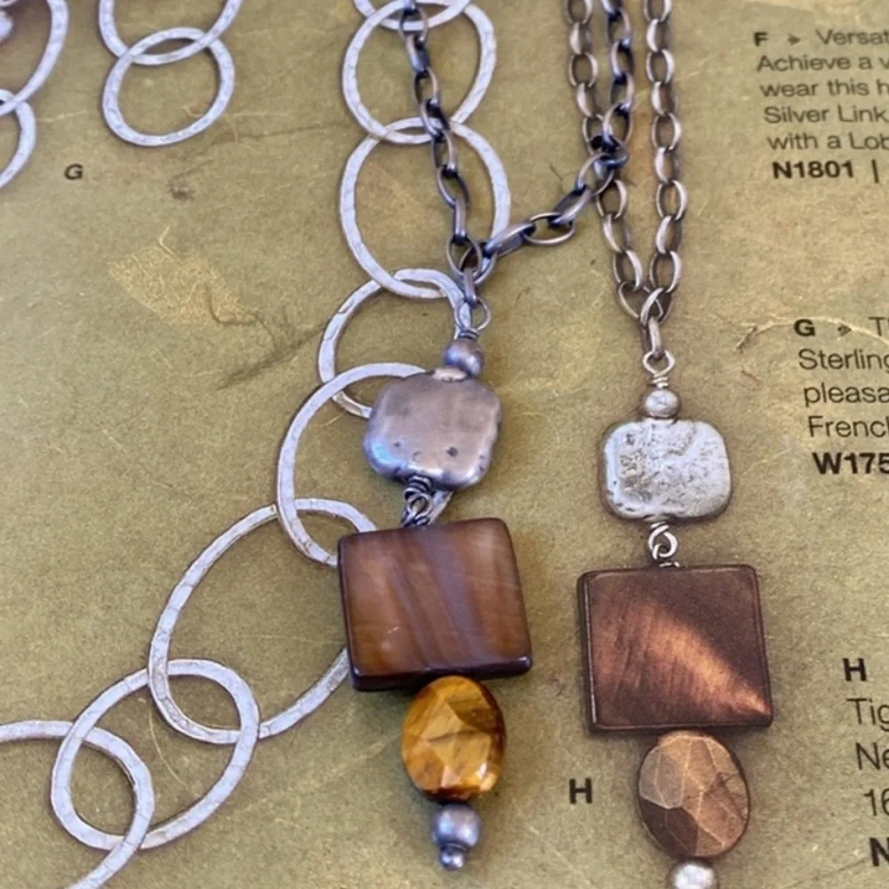 Silpada Mother of Pearl, Tigers Eye and Oxidized silver Necklace N1336 - Picture 6 of 6